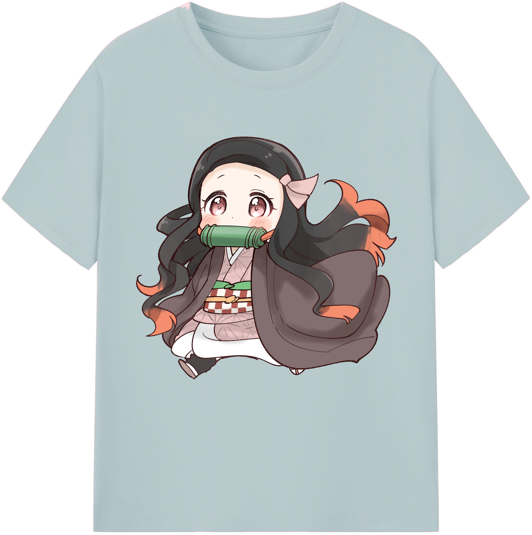 （画像用） 鬼滅の刃（きめつのやいば）竈門 禰󠄀豆子／かまど ねずこ Kamado Nezuko 綿100％半袖Tシャツ（フロントプリント）